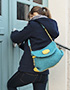 türkisgelbe Damen Filz-HandTasche mit Riemen